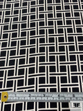 Boxy Basketweave Matte-Side Printed Silk Charmeuse - Black / Off-White