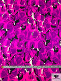Abstract Painterly Printed Silk Charmeuse - Hot Pink / Purple / Black / Off-White