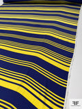 Horizontal Striped Matte-Side Printed Silk Charmeuse - Navy / Yellow