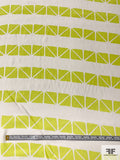 Triangular Squares Matte-Side Printed Silk Charmeuse - Lime / Off-White