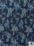 Floral Denim-Look Brocade - Denim Blue / Sky Blue / Greens