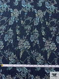 Floral Denim-Look Brocade - Denim Blue / Sky Blue / Greens