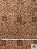 Geometric Tapestry-Look Brocade - Tan / Antique Reds / Antique Greens