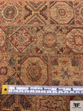 Geometric Tapestry-Look Brocade - Tan / Antique Reds / Antique Greens