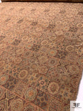 Geometric Tapestry-Look Brocade - Tan / Antique Reds / Antique Greens