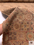 Geometric Tapestry-Look Brocade - Tan / Antique Reds / Antique Greens