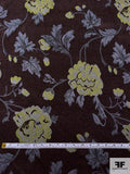 Floral Tapestry-Look Brocade - Dark Brown / Grey / Lime Green