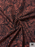 Paisley Tapestry-Look Brocade - Antique Coral / Black