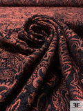 Paisley Tapestry-Look Brocade - Antique Coral / Black