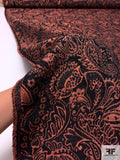 Paisley Tapestry-Look Brocade - Antique Coral / Black