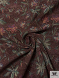 Stem Floral Tapestry-Look Brocade - Brown / Greens / Blue / Red