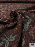 Stem Floral Tapestry-Look Brocade - Brown / Greens / Blue / Red