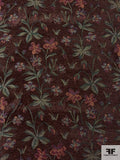 Stem Floral Tapestry-Look Brocade - Brown / Greens / Blue / Red