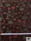 Stem Floral Tapestry-Look Brocade - Brown / Greens / Blue / Red