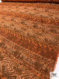 Ethnic Inspired Linear Pattern Brocade - Orange / Burnt Orange / Brown