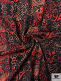 Abstract Tapestry-Look Brocade - Red / Black / Light Brown