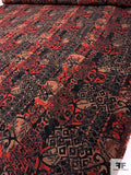 Abstract Tapestry-Look Brocade - Red / Black / Light Brown