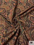 Paisley Tapestry-Look Brocade - Green / Dark Coral / Eggplant / Beige