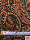 Paisley Tapestry-Look Brocade - Green / Dark Coral / Eggplant / Beige