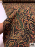 Paisley Tapestry-Look Brocade - Green / Dark Coral / Eggplant / Beige