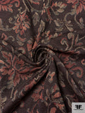 Ornate Floral Tapestry-Look Brocade - Brown / Dusty Coral / Dusty Mint