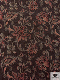 Ornate Floral Tapestry-Look Brocade - Brown / Dusty Coral / Dusty Mint