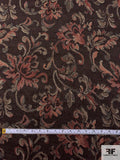 Ornate Floral Tapestry-Look Brocade - Brown / Dusty Coral / Dusty Mint