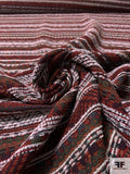 Horizontal Ethnic Striped Tapestry-Look Brocade - Burnt Orange / White / Grey / Olive