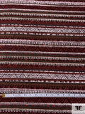 Horizontal Ethnic Striped Tapestry-Look Brocade - Burnt Orange / White / Grey / Olive