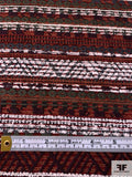 Horizontal Ethnic Striped Tapestry-Look Brocade - Burnt Orange / White / Grey / Olive