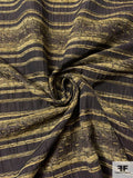 Horizontal Textured Striped Tapestry-Look Brocade - Shades of Green / Black