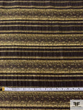 Horizontal Textured Striped Tapestry-Look Brocade - Shades of Green / Black