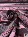 Linear Pattern and Paisley Tapestry-Look Brocade - Maroon / Pale Pink / Grey