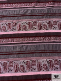 Linear Pattern and Paisley Tapestry-Look Brocade - Maroon / Pale Pink / Grey