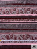 Linear Pattern and Paisley Tapestry-Look Brocade - Maroon / Pale Pink / Grey