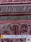 Linear Pattern and Paisley Tapestry-Look Brocade - Maroon / Pale Pink / Grey