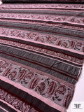 Linear Pattern and Paisley Tapestry-Look Brocade - Maroon / Pale Pink / Grey