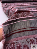 Linear Pattern and Paisley Tapestry-Look Brocade - Maroon / Pale Pink / Grey