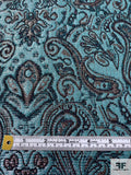 Regal Paisley Tapestry-Look Metallic Brocade - Turquoise / Silver / Dark Purple