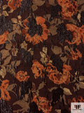 Floral Tapestry-Look Brocade with Lurex Detailing - Syrup Brown / Burnt Orange / Tan