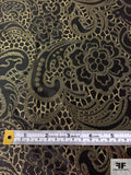 Reversible Paisley Floral Metallic Brocade - Gold / Black