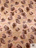 Brushstroke Floral Printed Silk Charmeuse - Tan / Brown / Beige / Dusty Pink