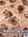 Brushstroke Floral Printed Silk Charmeuse - Tan / Brown / Beige / Dusty Pink