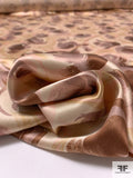 Brushstroke Floral Printed Silk Charmeuse - Tan / Brown / Beige / Dusty Pink