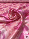 Brushstroke Floral Printed Silk Charmeuse - Magenta / Pinks