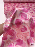 Brushstroke Floral Printed Silk Charmeuse - Magenta / Pinks