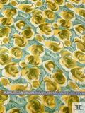 Brushstroke Floral Printed Silk Charmeuse - Seafoam / Dusty Chartreuse / Off-White