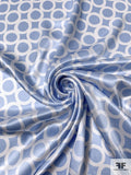 Circles Grid Printed Silk Charmeuse - Blue-Lilac / Off-White