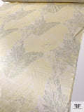 Feathery Leaf Printed Silk Charmeuse - Light Yellow / Sage