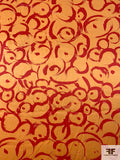 Brushstroke Circles Printed Silk Charmeuse - Tangerine Orange / Red